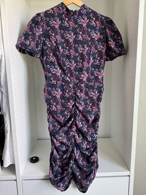 Melrose and Market Purple Floral Ruched Midi Dress